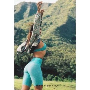 New O’neill Women’s Las Flores Saphira Dot Bike Shorts in turquoise size XS